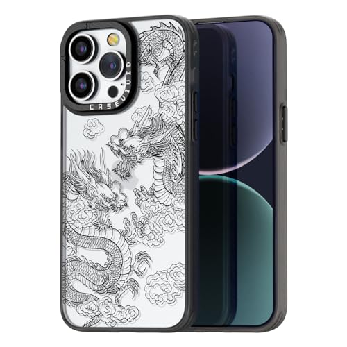 casevivid Kompatibel mit iPhone 15 Pro Max Hülle, niedliche Ästhetik – langlebige Mode lustige Handyhülle – Drache Muster Cover Design für iPhone 15 Pro Max 6.7 Zoll Schwarz von casevivid