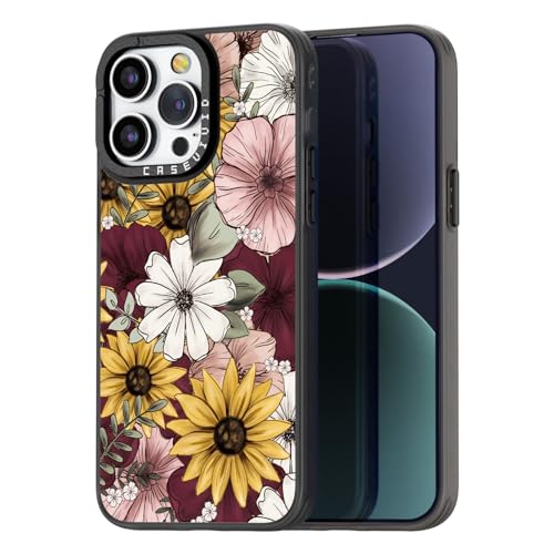 casevivid Kompatibel mit iPhone 15 Pro Max Hülle, niedliche Ästhetik – langlebige Mode lustige Handyhülle – Sonnenblume Muster Cover Design für iPhone 15 Pro Max 6.7 Zoll Schwarz von casevivid