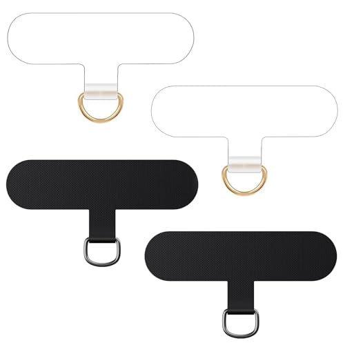 caslord 4 Stück Handykette Universal Pads, Verwandelt Deine Hülle in eine Handykette, Ultra-dünnes TPU-Plättchen passend für alle Standard Handyhülle -Schwarz+Klar von caslord