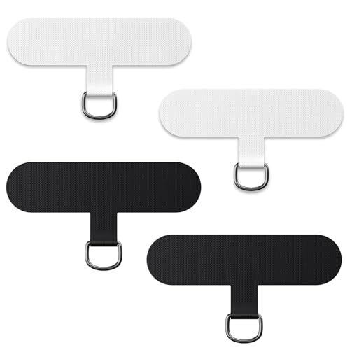 caslord 4 Stück Handykette Universal Pads, Verwandelt Deine Hülle in eine Handykette, Ultra-dünnes TPU-Plättchen passend für alle Standard Handyhülle -Schwarz+Weiß von caslord