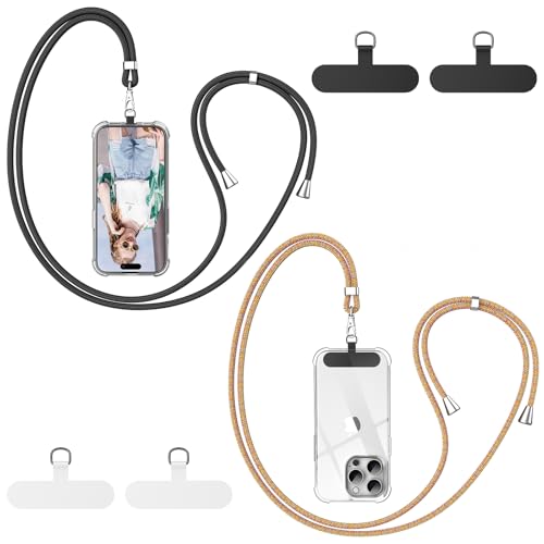 caslord Handykette Universal, 2 Stück Handykette und 4 Universelles Pad, Handyband mit Hülle kombinierbar, Einstellbar und Abnehmbar - Schwarz+Rainbow caslord Handykette Universal, 2 Stück Handykette und 4 Universelles Pad, Handyband mit Hülle kombinierbar, Einstellbar und Abnehmbar - Schwarz+Rainbow von caslord