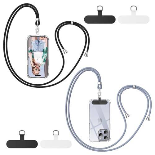 caslord Handykette Universal, Handy Lanyard, Geeignet für alle Smartphones, 2 Stück Handykette und 4 Universelles Pad,Handyband mit jeder Hülle kombinierbar, Einstellbar und Abnehmbar-Schwarz+Blau caslord Handykette Universal, Handy Lanyard, Geeignet für alle Smartphones, 2 Stück Handykette und 4 Universelles Pad,Handyband mit jeder Hülle kombinierbar, Einstellbar und Abnehmbar-Schwarz+Blau von caslord