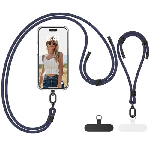 caslord Handykette Universal für alle Smartphones, Kette zum Umhängen um Hals & Handgelenk, mit 2 Einstellbar Schlüsselband Kette und 2 Universelles Pad, für alle Standard Handyhülle -Dunkelgrau von caslord