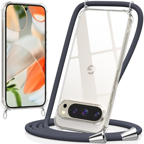 caslord Handykette für Google Pixel 9 Pro XL Hülle mit Band, Handyhülle für zum Umhängen, Necklace Hülle [Stoßfest] [Kameraschutz] [Längenverstellbar] -Dunkelgrau von caslord