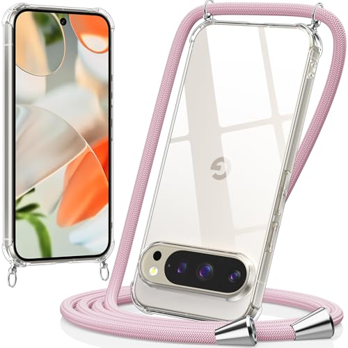 caslord Handykette für Google Pixel 9 Pro XL Hülle mit Band, Handyhülle für zum Umhängen, Necklace Hülle [Stoßfest] [Kameraschutz] [Längenverstellbar] -Roségold von caslord