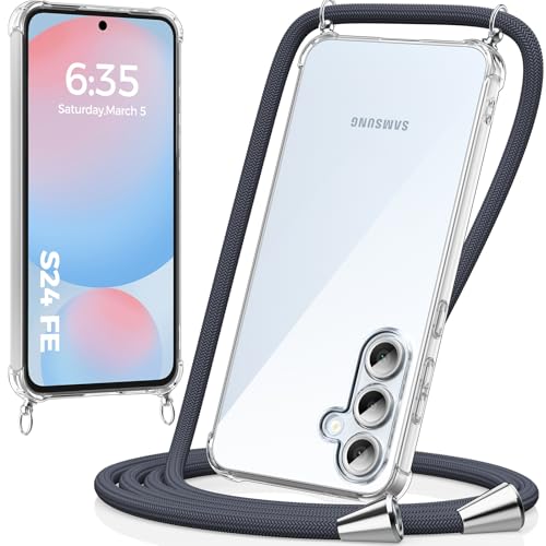 caslord Handykette für Samsung Galaxy S24 FE 5G Hülle mit Band, Handyhülle für zum Umhängen, Necklace Hülle [Stoßfest] [Kameraschutz] [Längenverstellbar] -Dunkelgrau von caslord