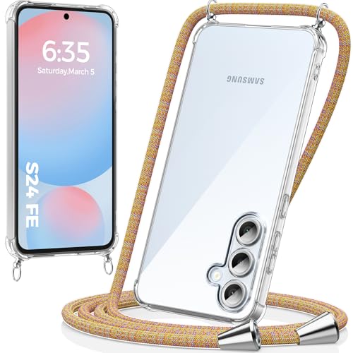 caslord Handykette für Samsung Galaxy S24 FE 5G Hülle mit Band, Handyhülle für zum Umhängen, Necklace Hülle [Stoßfest] [Kameraschutz] [Längenverstellbar] -Rainbow von caslord