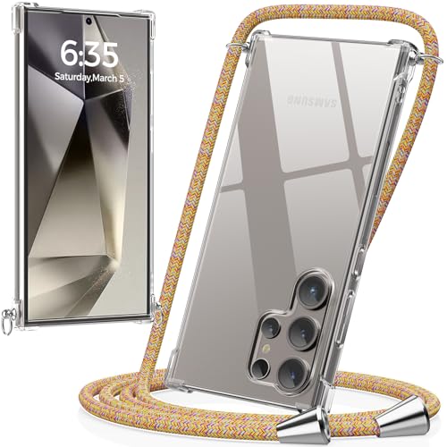 caslord Handykette kompatibel mit Samsung Galaxy S24 Ultra, Necklace Hülle mit Bands Handyhülle für zum Umhängen, Transparent Case mit Handykordel,Stoßfeste Schutzhülle zum Umhängen Kordel,Rainbow caslord Handykette kompatibel mit Samsung Galaxy S24 Ultra, Necklace Hülle mit Bands Handyhülle für zum Umhängen, Transparent Case mit Handykordel,Stoßfeste Schutzhülle zum Umhängen Kordel,Rainbow von caslord