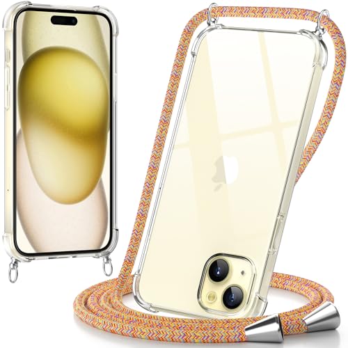 caslord Handykette kompatibel mit iPhone 15 6,1 Zoll, Necklace Hülle mit Bands Handyhülle für zum Umhängen, Transparent Case mit Handykordel,Stoßfeste Schutzhülle zum Umhängen Kordel, Rainbow caslord Handykette kompatibel mit iPhone 15 6,1 Zoll, Necklace Hülle mit Bands Handyhülle für zum Umhängen, Transparent Case mit Handykordel,Stoßfeste Schutzhülle zum Umhängen Kordel, Rainbow von caslord