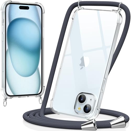 caslord Handykette kompatibel mit iPhone 15 Necklace Hülle mit Bands Handyhülle für zum Umhängen, Transparent Case mit Handykordel,Stoßfeste Schutzhülle zum Umhängen Kordel, Dunkelgrau caslord Handykette kompatibel mit iPhone 15 Necklace Hülle mit Bands Handyhülle für zum Umhängen, Transparent Case mit Handykordel,Stoßfeste Schutzhülle zum Umhängen Kordel, Dunkelgrau von caslord