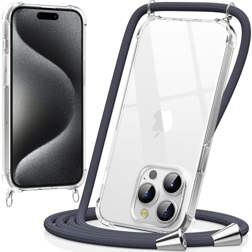 caslord Handykette kompatibel mit iPhone 15 Pro Max, Necklace Hülle mit Bands Handyhülle für zum Umhängen, Transparent Case mit Handykordel,Stoßfeste Schutzhülle zum Umhängen Kordel, Dunkelgrau caslord Handykette kompatibel mit iPhone 15 Pro Max, Necklace Hülle mit Bands Handyhülle für zum Umhängen, Transparent Case mit Handykordel,Stoßfeste Schutzhülle zum Umhängen Kordel, Dunkelgrau von caslord