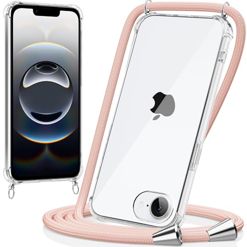 caslord Handykette kompatibel mit iPhone 16e, Necklace Hülle mit Bands Handyhülle für zum Umhängen, Transparent Case mit Handykordel,Stoßfeste Schutzhülle zum Umhängen Kordel, Rosa caslord Handykette kompatibel mit iPhone 16e, Necklace Hülle mit Bands Handyhülle für zum Umhängen, Transparent Case mit Handykordel,Stoßfeste Schutzhülle zum Umhängen Kordel, Rosa von caslord