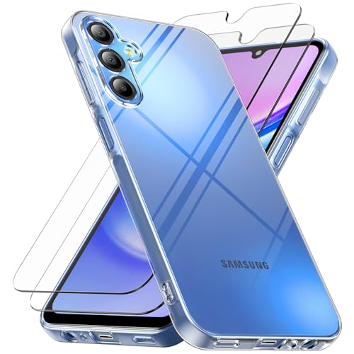 caslord Hülle für Samsung Galaxy A15 4G/5G, 1 Handyhülle mit 2 Stück Hartglas, Weiche TPU Transparent Stoßfest Schutzhülle Durchsichtige Kratzfest Handyhülle Case Cover caslord Hülle für Samsung Galaxy A15 4G/5G, 1 Handyhülle mit 2 Stück Hartglas, Weiche TPU Transparent Stoßfest Schutzhülle Durchsichtige Kratzfest Handyhülle Case Cover von caslord