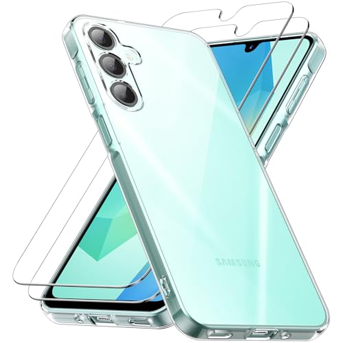 caslord Hülle für Samsung Galaxy A16 4G/5G, 1 Handyhülle mit 2 Stück Panzer Schutz Glas, Ultradünn TPU Transparent Stoßfest Schutzhülle Durchsichtige Kratzfest Handyhülle Case von caslord