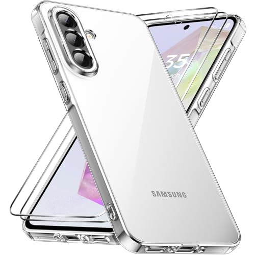 caslord Hülle für Samsung Galaxy A36 5G, 1 Handyhülle mit 2 Stück Hartglas, Weiche TPU Transparent Stoßfest Schutzhülle Durchsichtige Kratzfest Handyhülle Case Cover von caslord