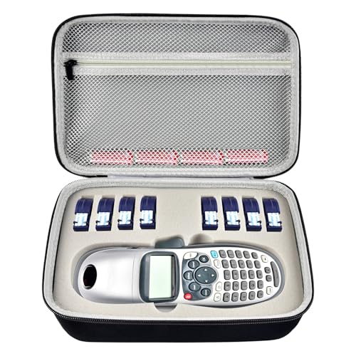 Hülle Kompatibel mit DYMO LetraTag LT-100H Handetikettiermaschine, Halter für Etikettierer, Nachfüllpackungen, mit Netztasche für Zubehör (nur Etui (Grauer Schwamm) von casmilee