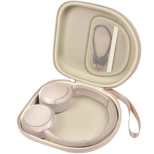 Kopfhörertasche kompatibel mit Sony WH-CH520 Wireless Headphones Bluetooth On-Ear Headset mit Mikrofon, Over Ear Noise Cancelling Kopfhörertasche für USB-Kabel für die Arbeit- Beige (nur Box) von casmilee