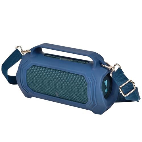 Silikon-Hülle für JBL Charge 5 wasserdichte tragbare Bluetooth-Lautsprecher, Reise Schutz-Gel-Haut, Wasserdichter Gummi-Beutel mit Schultergurt (Blau) von casmilee
