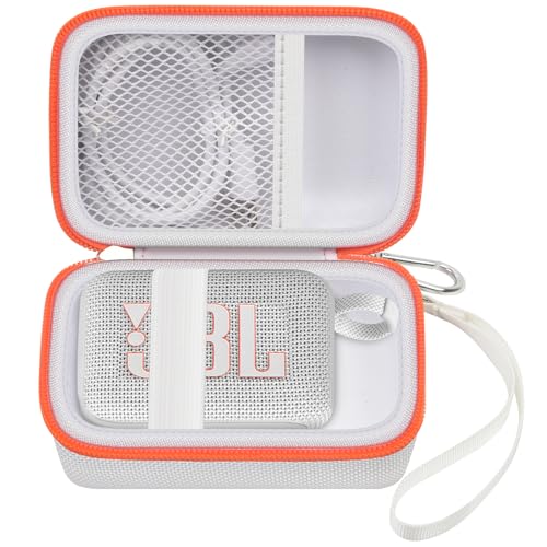 Tragetasche Kompatibel mit JBL Go 4 - tragbarer Bluetooth-Lautsprecher Box Pro Sound, Auch für Go 3/Go3 Eco/Go2 Wasserdichter Mini Wireless Lautsprecher - Nur der Fall (Weiß) von casmilee
