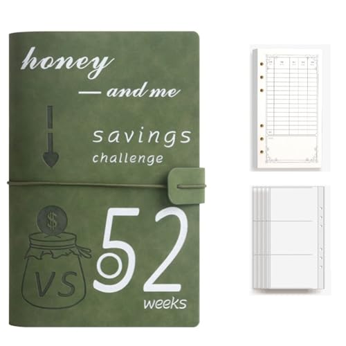 casstaly 52 Wochen Budget Binder Planer Bargeld Umschläge für Paare Herausforderung zum Geldsparen Bargeld Einzahlung Organizer Imitation C von casstaly