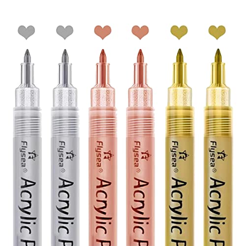 casstaly Acryl Lack Stifte - Gold-, Silber- und Rosé Gold Lack Stifte, Metallisch Marker Stifte, Metallisch Lack Stift Set auf Wasser Basis von casstaly