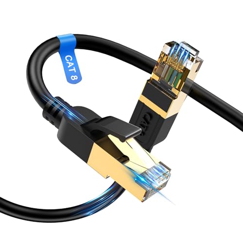 cat gruciso Cat8 Ethernet Kabel/lan kabel 2meter, Hochgeschwindigkeits 40Gbits-2000MHz Netzwerkkabel, geflochtener Gigabit-vergoldeter RJ45-Stecker, Outdoor und Indoor Internet für Xbox PS4/5 von cat gruciso