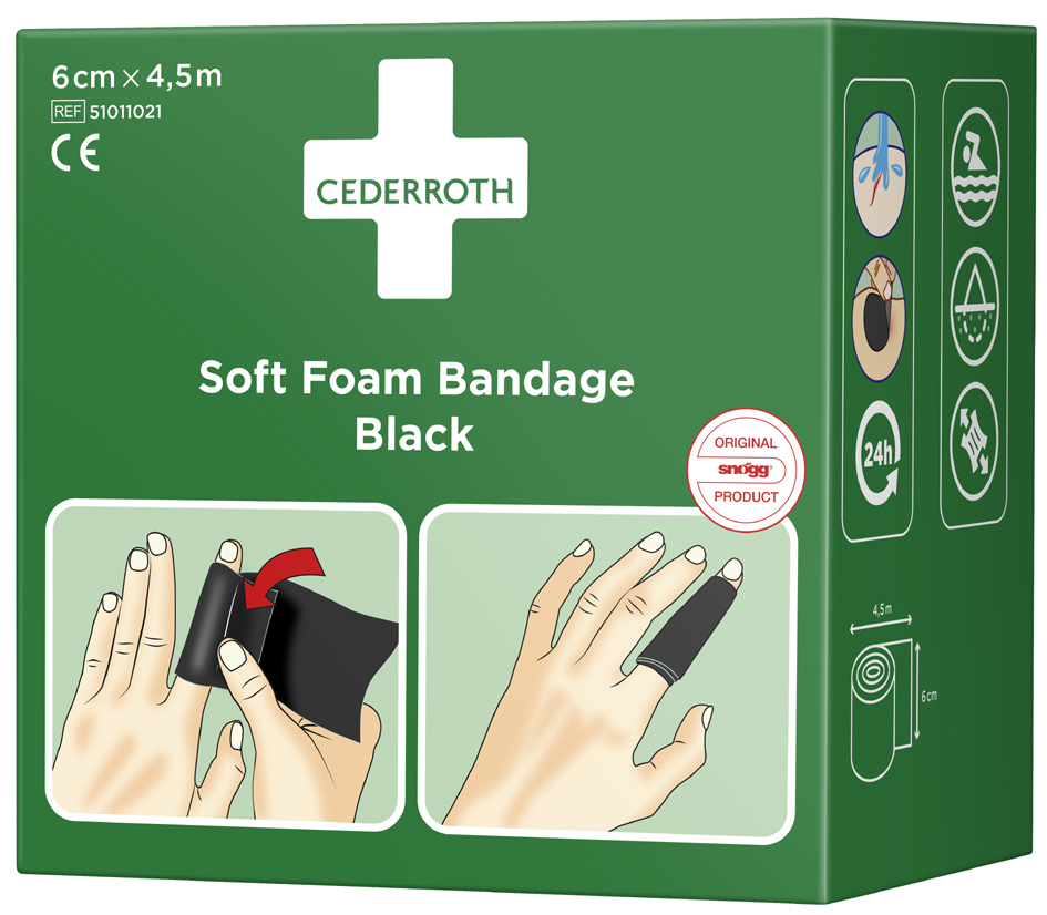 CEDERROTH Pflaster , Soft Foam Bandage, , schwarz von cederroth