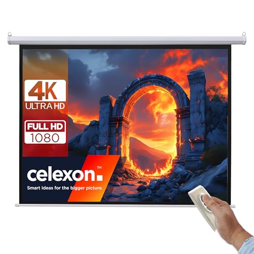 110" Zoll Motor-Leinwand celexon Basic 1:1 | 200x200cm | 4K Full HD 3D | elektrische Beamer-Leinwand für Büro-Präsentationen oder Ihr Heimkino | zur Decken-/ Wand-Montage | wählbare Größen/Modelle von celexon