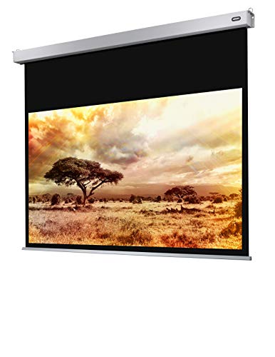 110" Zoll Motor-Leinwand celexon Pro Plus 16:9 | 240x135 cm weiß | 4K Full HD 3D | elektrisch, mit Fernbedienung; für Heim-Kinos & Büro-Präsentationen mit Beamer-Projektoren | Decken- & Wand-Montage von celexon