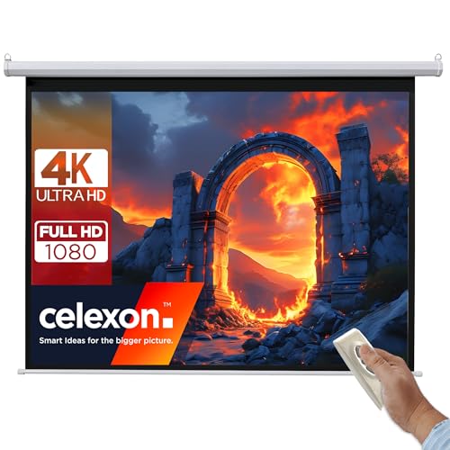 celexon Basic Motor-Leinwand 120" | 240x180 cm 4:3 | elektrische Full-HD 4K Beamer-Leinwand für Heimkino oder Büro-Präsentationen | geeigent zur Deckenmontage oder Wandmontage | inkl. Fernbedienung von celexon