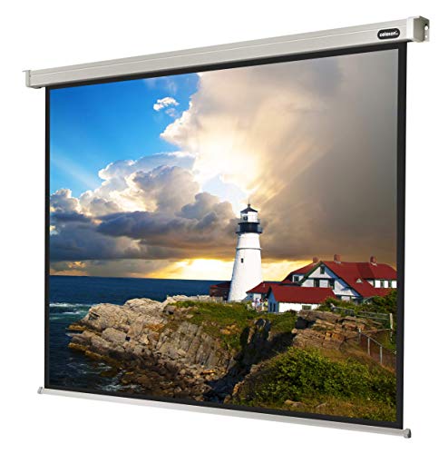 135" Zoll Motor-Leinwand celexon Pro 4:3 | 280x210 cm weiß | 4K Full HD 3D | elektrisch, mit Fernbedienung; für Heim-Kinos & Büro-Präsentationen mit Beamer-Projektoren | zur Decken-/ Wand-Montage von celexon