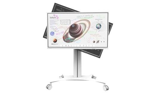 celexon Display Rollwagen Seoul - für Samsung FLIP - Displaygröße bis 65" Zoll - Traglast bis 50 kg - Maße: 118 cm x 56 cm x 167 cm - drehbare Aufnahme bis 90° zum Arbeiten am hochkantigen FLIP - weiß von celexon