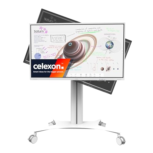 celexon TV/Displayrollwagen Expert +90°-Hochformat-Landscape/Portrait-Ständer Seoul | für Samsung FLIP Modelle WM55 & WM65 | drehbare, höhenverstellbare Halterung, für Digitale Flipcharts von Samsung von celexon