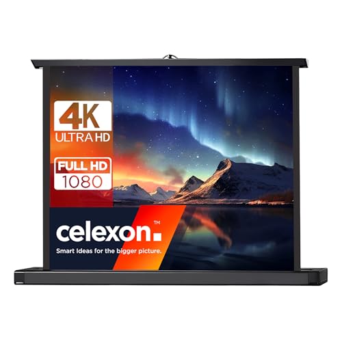 celexon tragbare Präsentations- und Heimkino-Beamer-Leinwand Mobil Tisch-Leinwand inkl. automatischem Rückzug Professional Mini - 81 x 61 cm - 4:3-40" Zoll von celexon