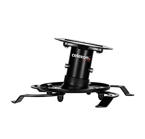 celexon universal Beamer-Decken-Halterung PDH130 schwarz | neigbarer, schwenkbarer & höhenverstellbarer Projektor-Halter mit 360° Rotation und 13cm Deckenabstand | Tragkraft max. 15Kg von celexon