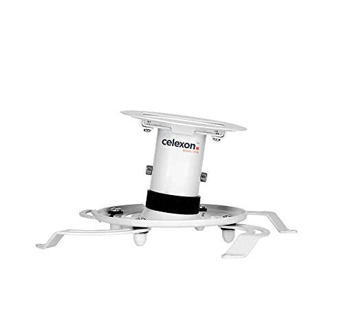 celexon universal Beamer-Decken-Halterung PDH130 weiß | neigbarer, schwenkbarer & höhenverstellbarer Projektor-Halter mit 360° Rotation und 13 cm Deckenabstand | Tragkraft max. 15Kg von celexon