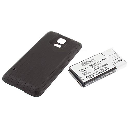 cellePhone Akku Li-Ion kompatibel mit Samsung Galaxy S5 (GT-I9600 / SM-G900F) - braun (Ersatz für EB-BG900BBEGWW) - 5600mAh (Fat) von cellePhone mobile generation
