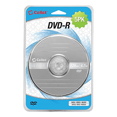 Cellet DVD-R für Video, Bilder, MP3-Dateien (DVD-R), 16 x 120 min, 4,7 GB, 5 Stück von cellet