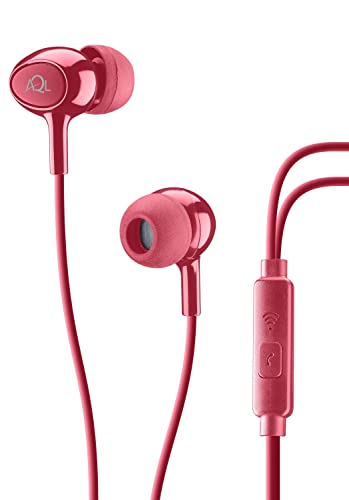AQL Acoustic | Kabel Kopfhörer | Kabelgebundene Kopfhörer mit Mikrofon und integrierter Antworttaste für Smartphones – Stereo – 3,5-mm-Klinke – Rot von cellularline