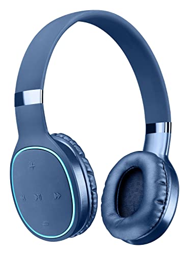 AQL Kosmos 2 | Bluetooth-Kopfhörer | Hi-Fi-Bluetooth-Stereokopfhörer mit verstellbarem Kopfbügel – 16 Stunden Spielzeit und 15 Minuten Schnellladung – Fernbedienung mit Mikrofon – Blau von cellularline