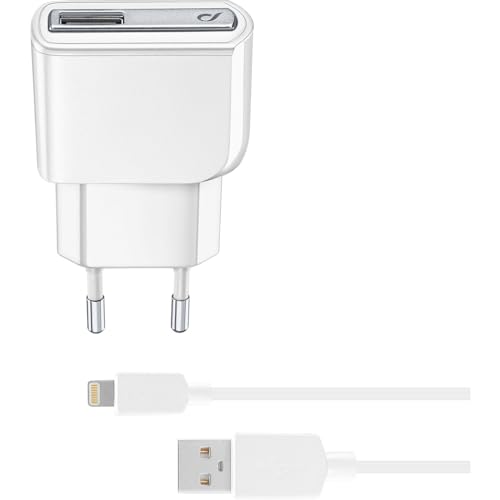 Cellular Line ACHUSBMFIIPH5W Kfz-Ladegerät Set für Apple iPhone 5 inkl. USB Datenkabel weiß von cellularline