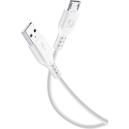 Cellular Line USBDATACMICROUSBW Flachband Datenkabel mit Micro USB-Anschluss (Laden/Synchronisieren USB 2.0) 1m weiß von cellularline