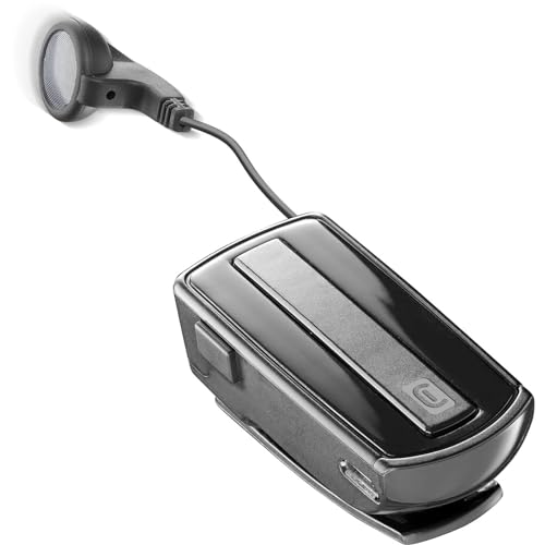Cellularline | BTCLIPARDP | Aufrollbares Bluetooth-Headset mit Clip - Akkulaufzeit 7 Std. - Aufladen 1,5 Std. - Verbindung zu 2 Handys, Schwarz von cellularline