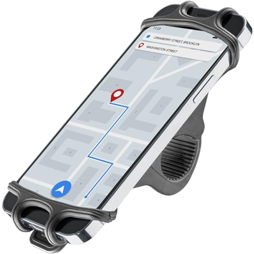 Cellularline - Rider - Universal - Universelle Smartphone-Halterung für Fahrradlenker aus katzfestem Silikon - verstellbarem Band von cellularline