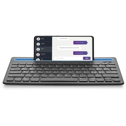 Cellularline | Stand Keyboard Universal für Samsung und Apple | Bluetooth® Tastatur mit integrierter Smartphone- und Tablethalterung von cellularline