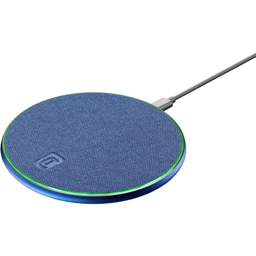 Cellularline | Tweed Wireless Ladegerät 15 W | Wireless Ladestation mit Ausgang bis zu 15 W - USB-C-Eingang - Schnelles kabelloses Aufladen - Blau von cellularline