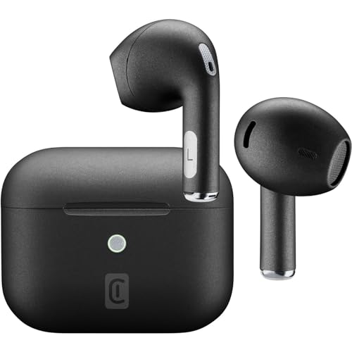 cellularline | Crystal | TWS Bluetooth 5.0 Kabelloser In-Ear-Kopfhörer mit Ladebox – Umgebungsgeräuschunterdrückung – Sprechzeit: 3,5 Stunden – Aufladen: 1,5 Stunden – Reichweite: 10 m Schwarz von cellularline