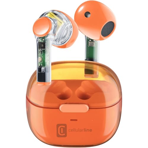 cellularline | FINE Durchsichtig | TWS Wireless In-Ear Capsule Bluetooth-Ohrhörer mit Ladebox – 3,5 Stunden Spielzeit – 4-maliges Aufladen – Touch-Steuerung und automatische Kopplung von cellularline