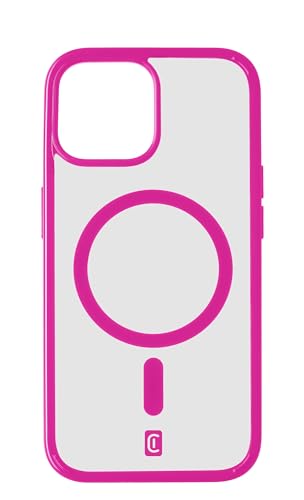 cellularline - Pop Mag - iPhone 15 Plus - Transparente Hülle mit farbigen Kanten Kompatibel mit MagSafe Ecosystem - Geschützte Kanten, Tasten und Anschlüsse - Fuchsia von cellularline