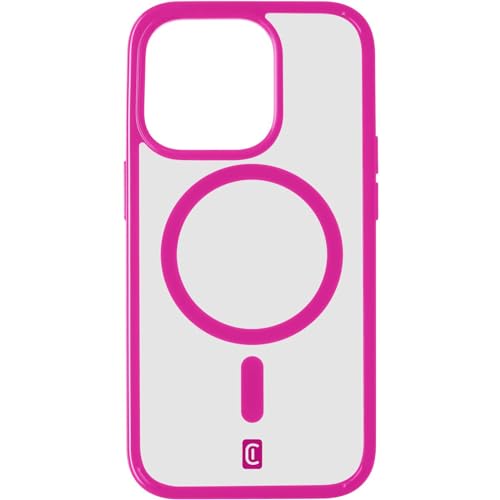 cellularline - Pop Mag - iPhone 15 Pro Max - Transparente Schutzhülle mit farbigen Kanten, kompatibel mit MagSafe-Ökosystem - Geschützte Kanten, Tasten und Anschlüsse - Fuchsia von cellularline